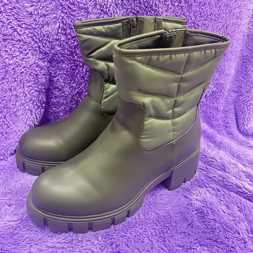 Torrid Olive Quilted Winter Booties - Picture 7 of 10